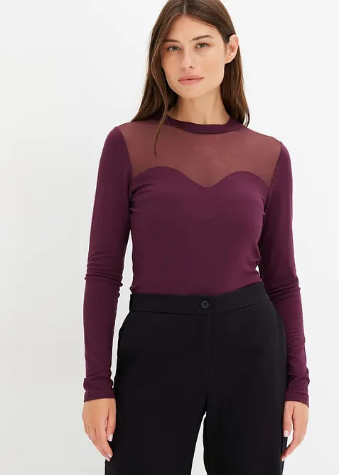 T-shirt manches longues avec mesh, bonprix