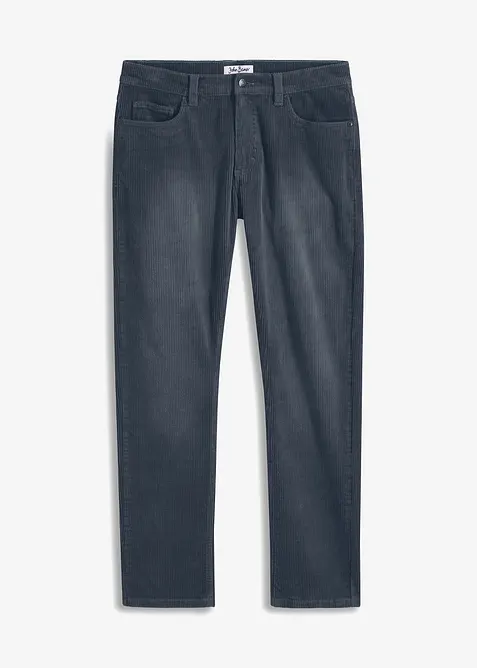 Pantalon droit en velours côtelé extensible aspect délavé, regular, bonprix