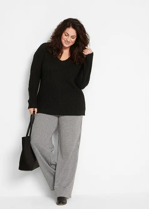 Pantalon large et extensible à motif pied-de-poule, bonprix