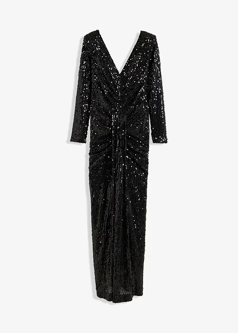 Robe longue avec sequins et drapé, bonprix