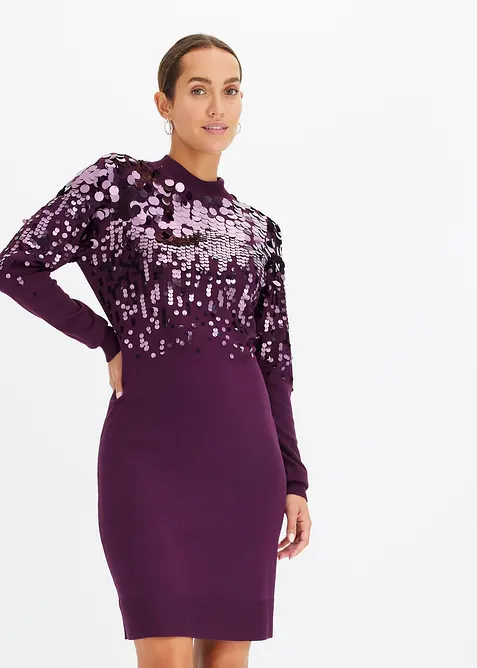Robe en maille avec sequins sur le haut, bonprix