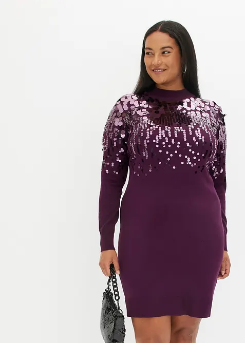 Robe en maille avec sequins sur le haut, bonprix