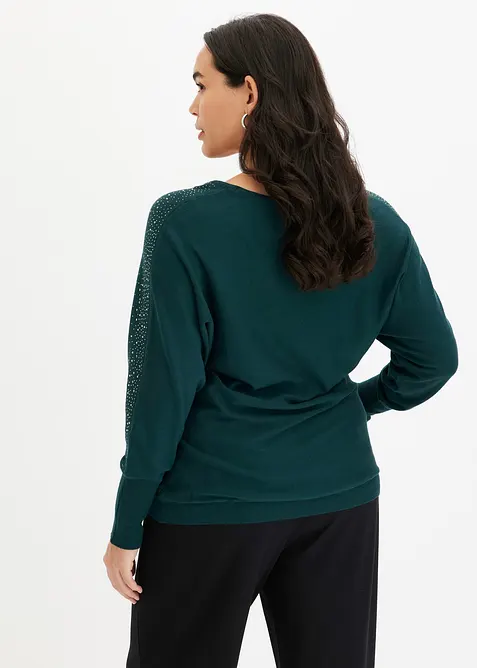 Pull en fine maille avec strass, bonprix