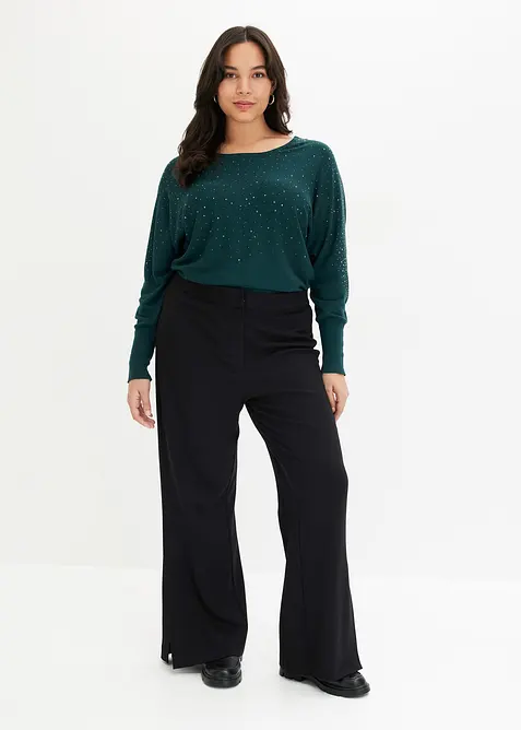 Pull en fine maille avec strass, bonprix