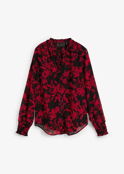 Chemisier en mousseline à détails smockés, bonprix