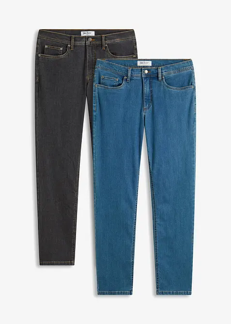 Lot de 2 jeans extensibles Regular, coupe droite, bonprix