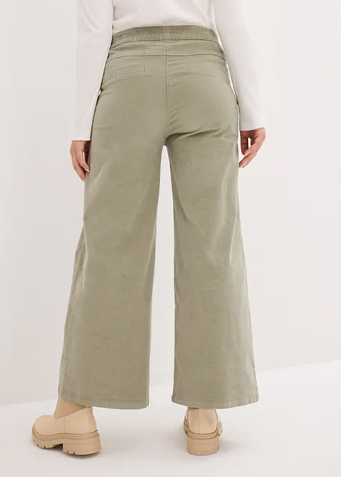 Pantalon en velours côtelé, taille haute élastiquée, bonprix