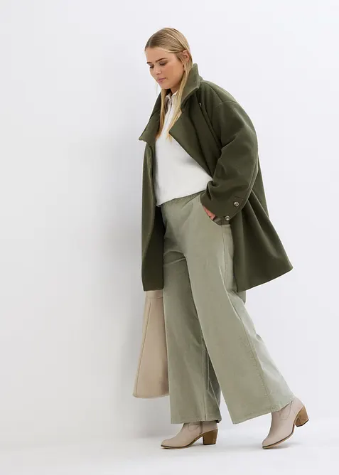 Pantalon en velours côtelé, taille haute élastiquée, bonprix