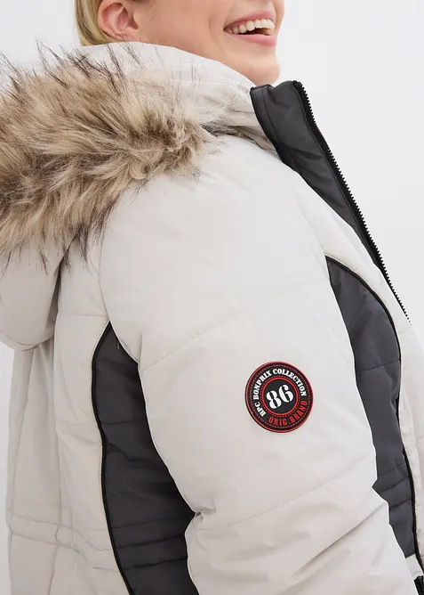 Manteau outdoor imperm&eacute;able avec bordure peluche, bonprix