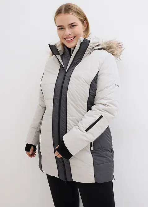 Manteau outdoor imperméable avec bordure peluche, bonprix