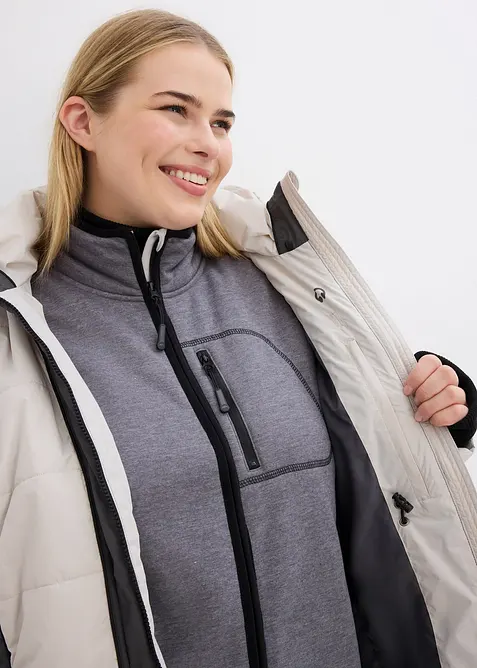 Manteau outdoor imperm&eacute;able avec bordure peluche, bonprix