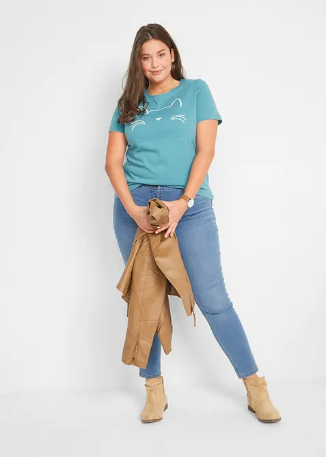 T-shirt avec imprimé chat, bonprix