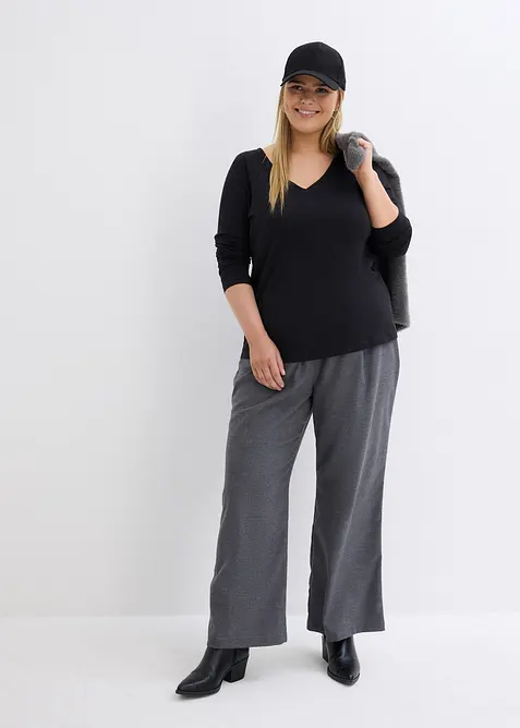 Lot de 2 T-shirts manches longues près du corps, bonprix