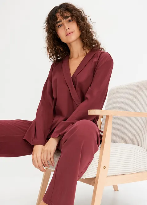 Pyjama &agrave; col ch&acirc;le en coton doux, bonprix