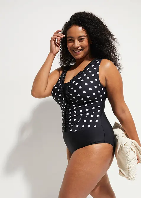 Maillot 1 pièce sculptant à fronces, maintien modéré, bonprix