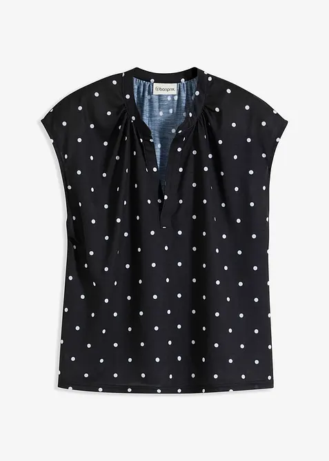 T-shirt à col tunisien en viscose mélangée, bonprix