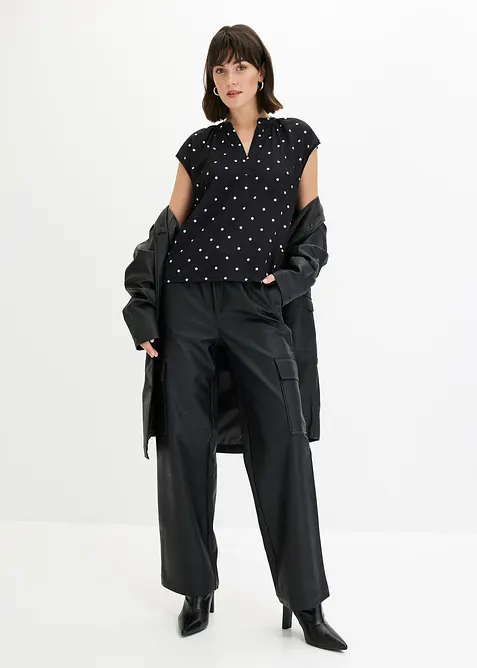 T-shirt à col tunisien en viscose mélangée, bonprix