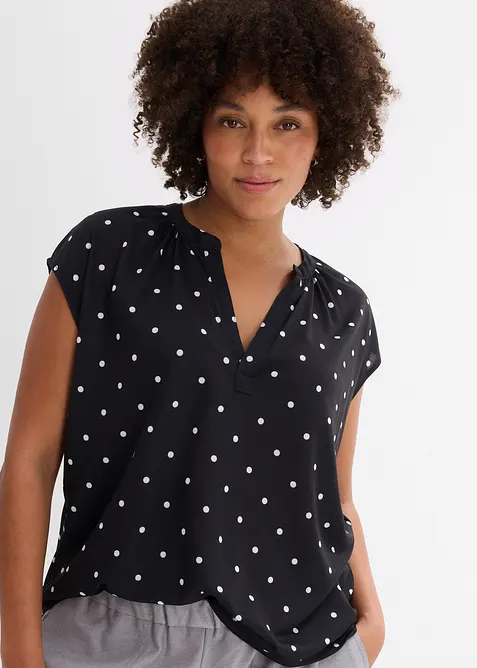 T-shirt à col tunisien en viscose mélangée, bonprix