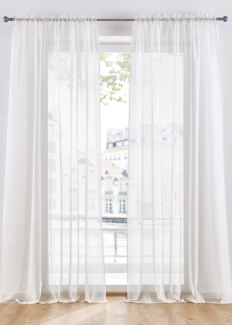 Lot de 2 voilages en tissu l&eacute;ger avec coulisse passe-tringle, bonprix