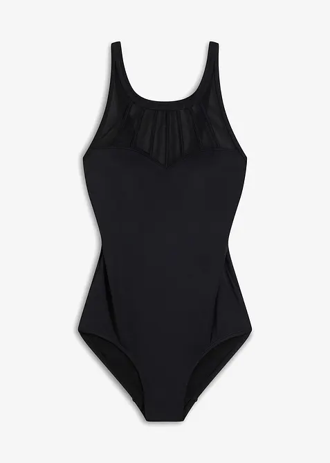 Maillot 1 pièce sculptant, maintien modéré, avec mesh transparent, bonprix