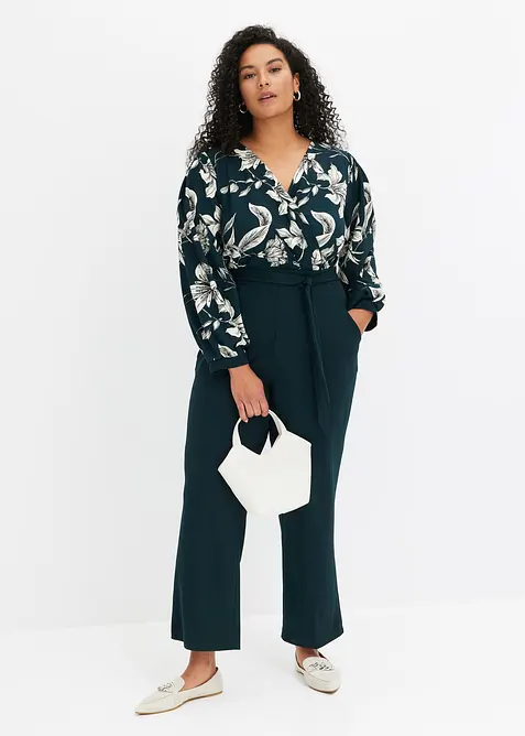 Combi pantalon en jersey style cache-cœur, bonprix