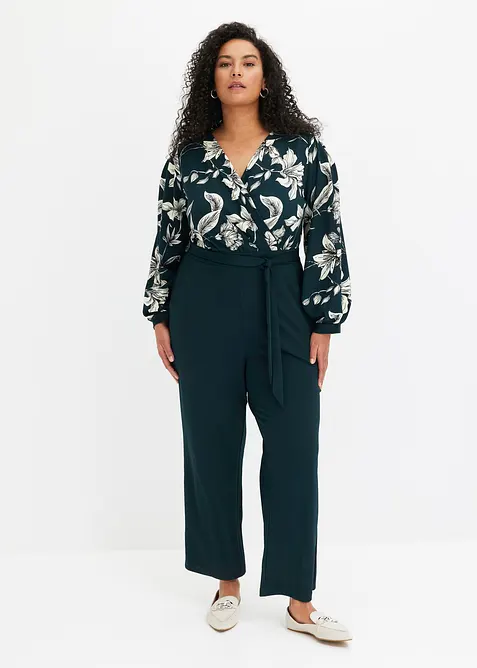 Combi pantalon en jersey style cache-cœur, bonprix