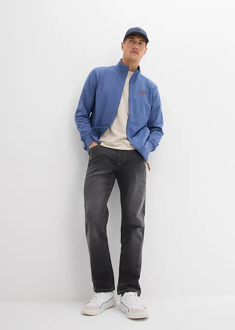 Sweat zippé à col montant et détails enduits, bonprix