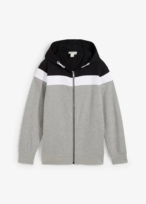 Sweat zipp&eacute; &agrave; capuche en coton m&eacute;lang&eacute;, bonprix