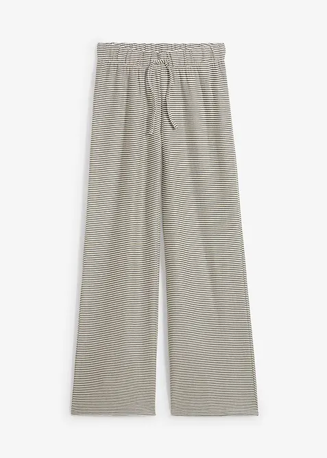Pantalon en jersey ray&eacute; avec cordon de serrage, coton majoritaire, bonprix