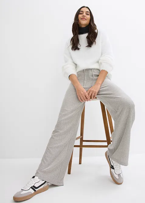 Pantalon en jersey ray&eacute; avec cordon de serrage, coton majoritaire, bonprix