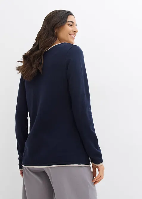 Pull en fine maille de coton mélangé, bonprix