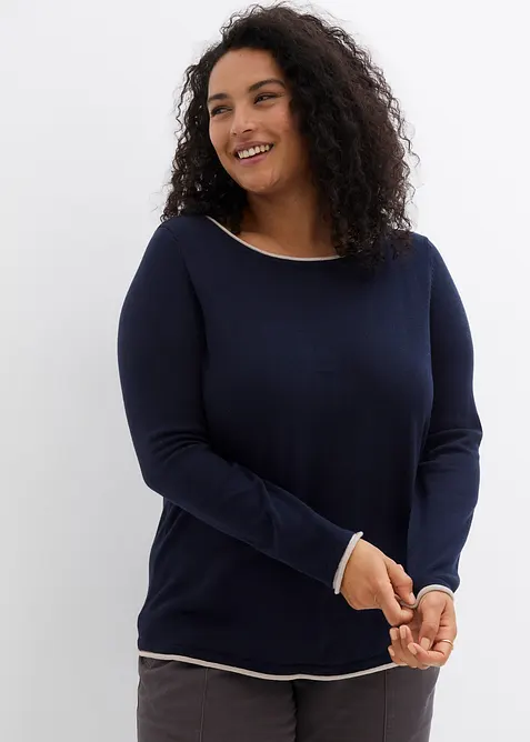 Pull en fine maille de coton mélangé, bonprix