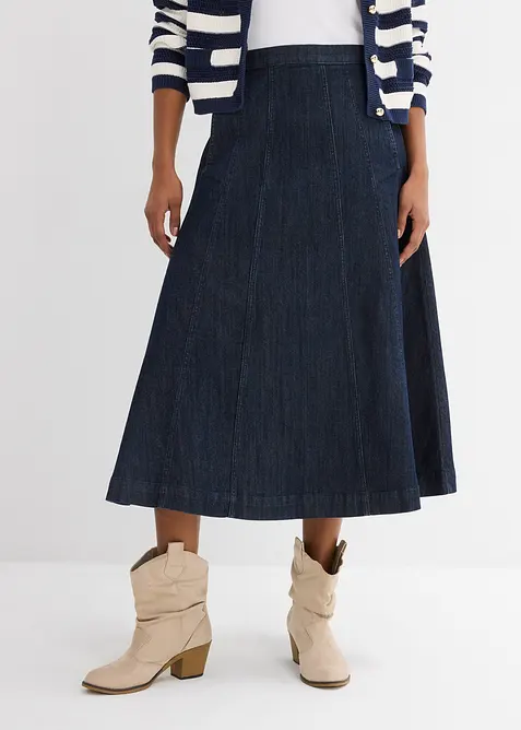 Jupe midi en jean, bonprix