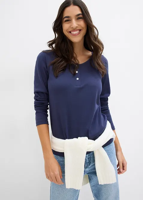 T-shirt manches longues &agrave; col rond, bonprix