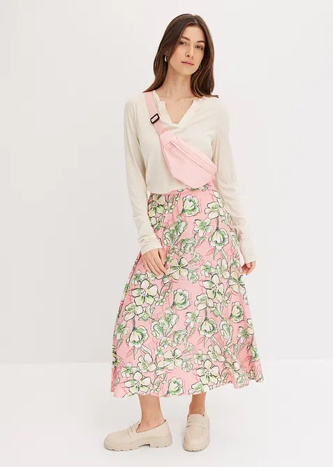 Jupe midi fluide en viscose mélangée, bonprix