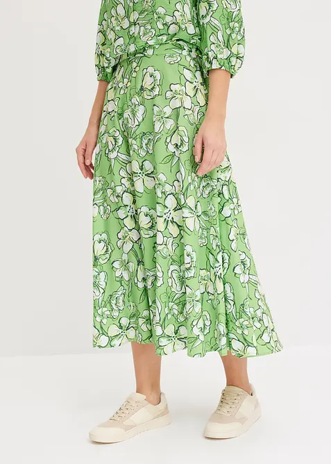 Jupe midi fluide en viscose mélangée, bonprix