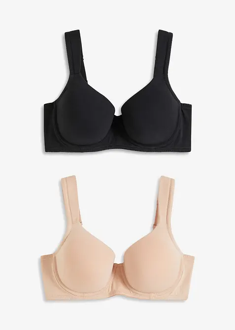 Lot de 2 soutiens-gorge coton à coques et armatures, bonprix