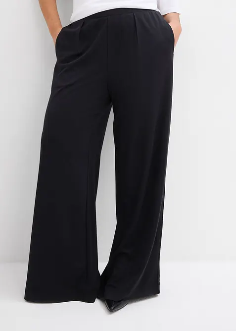 Pantalon palazzo en Punto di Roma confortable, bonprix