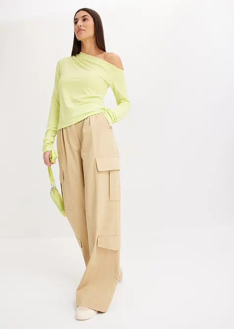 T-shirt épaule découverte avec fronces, bonprix