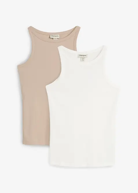 Lot de 2 tops c&ocirc;tel&eacute;s 100% coton, bonprix