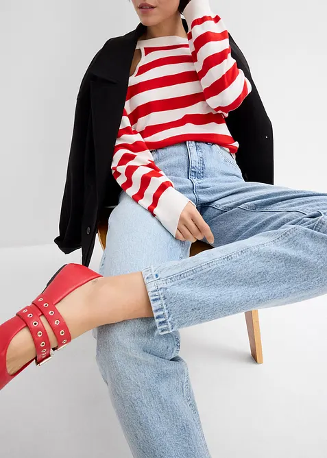 Jean mom cropped taille haute, peu extensible, bonprix