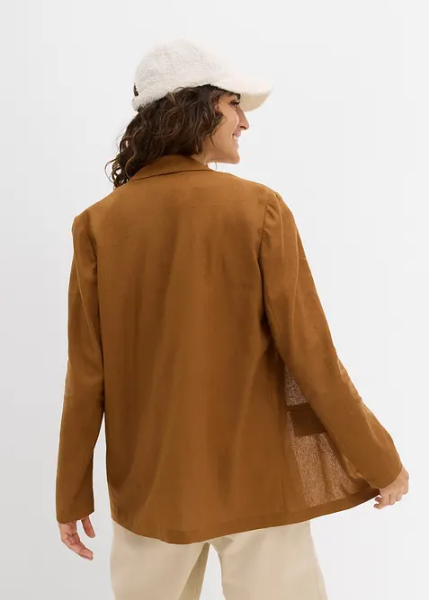 Blazer ample en m&eacute;lange lin-viscose, bonprix