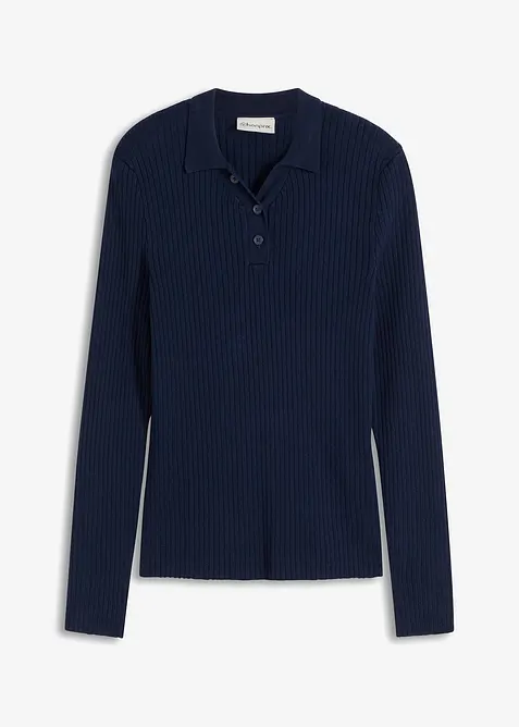 Polo en maille côtelée, viscose majoritaire, bonprix