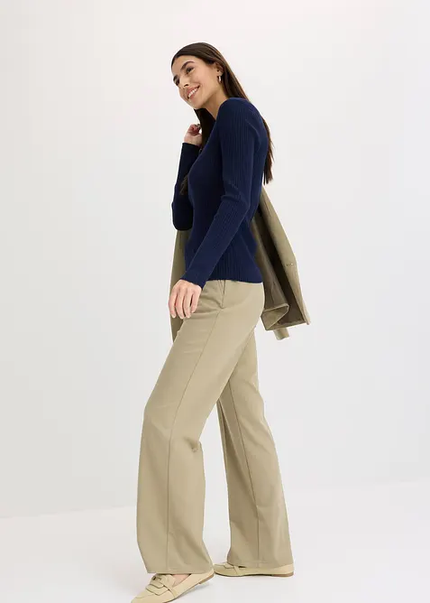 Polo en maille côtelée, viscose majoritaire, bonprix