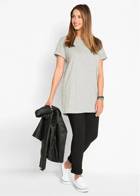 T-shirt long et boxy &agrave; manches courtes, bonprix