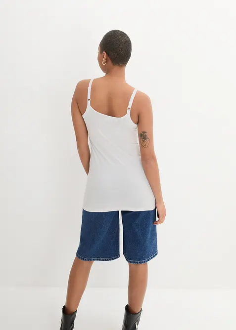 Lot de 2 tops longs coton bretelles spaghetti, bonprix