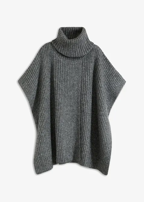 Pull poncho en laine mélangée, bonprix