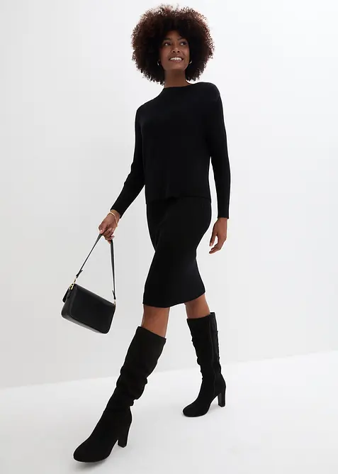Robe en maille et pull sans manches (ens. 2 pces), bonprix