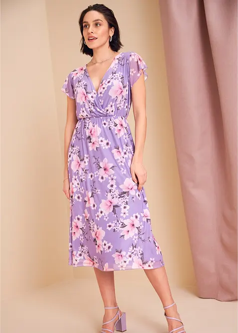 Robe midi imprim&eacute;e en mesh, bonprix