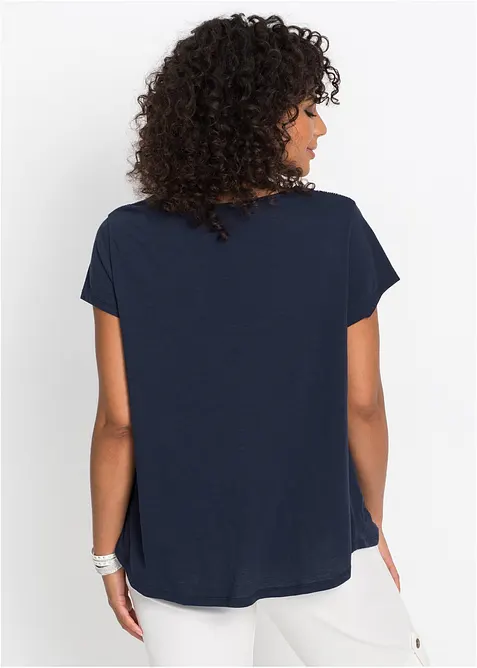 T-shirt coton forme trap&egrave;ze imprim&eacute;, manches courtes, bonprix
